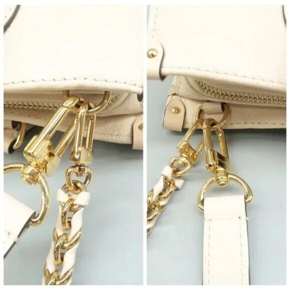 Auth Louis Vuitton Onthego East West Beige Monogram Leather Satchel 3023-10424 - Picture 7 of 12